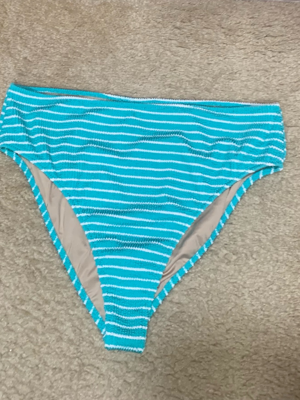 Shade & Shore Turquoise White Striped Bikini Bottom